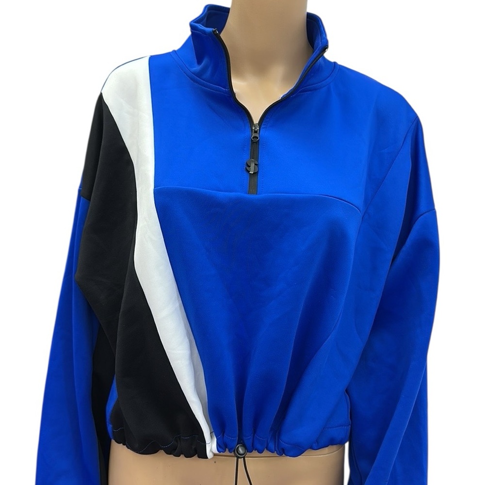 Sports Illustrated Blue Scuba Half Zip Up Popover Drawstring Waist Sweatshirt XL